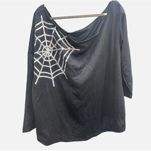 New BloomChic black spiderweb off shoulder long sleeve top size 14/16, 1X